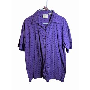 just class vintage purple button front shirt short sleeve size medium cotton